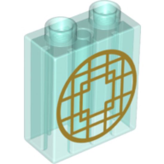 Duplo, Brick 1 x 2 x 2 with Gold Squares in Circle Pattern