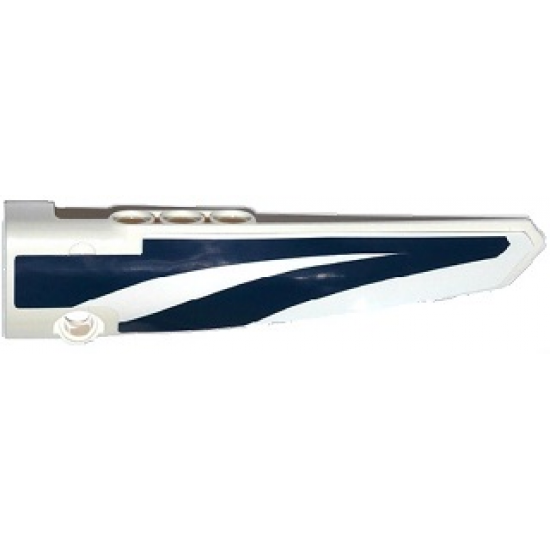 Technic, Panel Fairing # 6 Long Smooth, Side B with White and Dark Blue Decorative Stripes Pattern (Sticker) - Set 42033