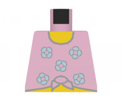 Torso Paradisa Pink Shirt Tied at Bottom with Blue Flowers Pattern