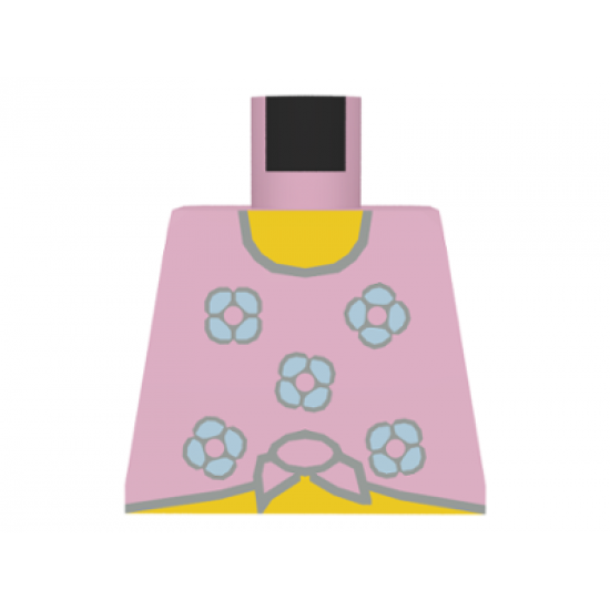 Torso Paradisa Pink Shirt Tied at Bottom with Blue Flowers Pattern