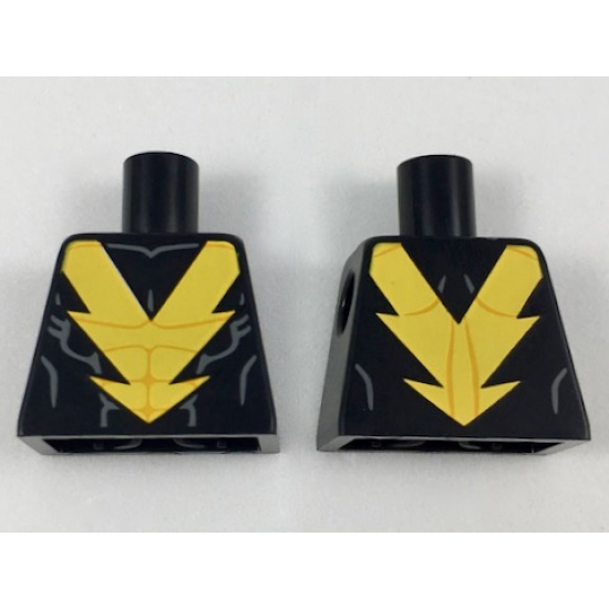 Torso Yellow Lightning 'V', Muscle Contour Lines Pattern