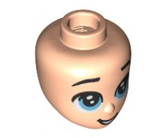 Mini Doll, Head Friends with Blue Large Eyes, Raised Eyebrows, and Open Mouth Pattern