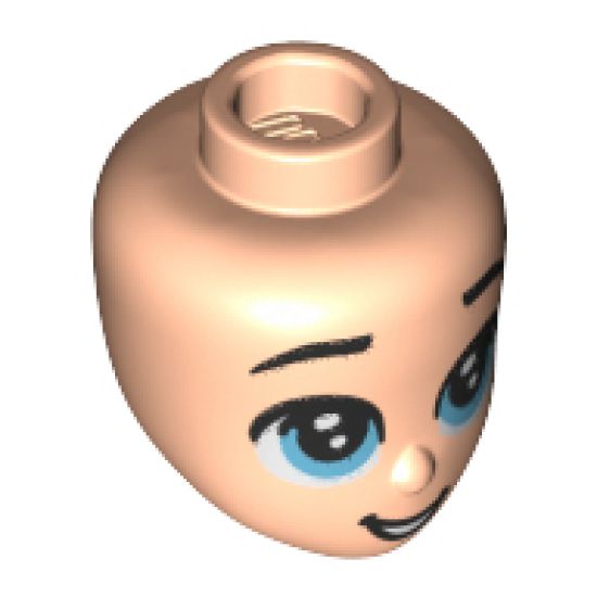Mini Doll, Head Friends with Blue Large Eyes, Raised Eyebrows, and Open Mouth Pattern