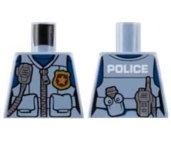 Torso Police Female Jacket with Zipper, Pockets, Gold Badge, Radio and 'POLICE' on Back Pattern
