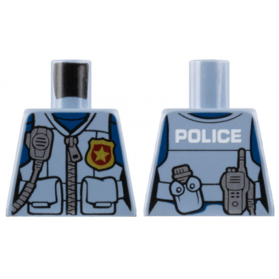 Torso Police Female Jacket with Zipper, Pockets, Gold Badge, Radio and 'POLICE' on Back Pattern