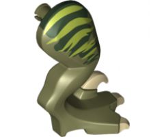 Animal, Body Part Dinosaur Leg Large (Rear) Raptor Right with Pin, Tan Claws and Lime Stripes over Dark Green Pattern