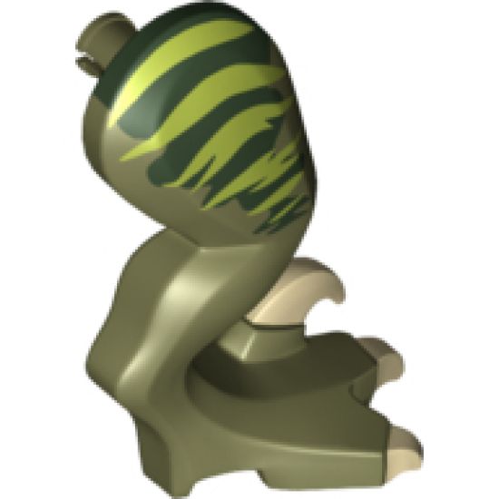 Animal, Body Part Dinosaur Leg Large (Rear) Raptor Right with Pin, Tan Claws and Lime Stripes over Dark Green Pattern