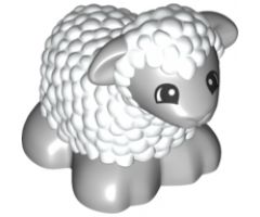 Duplo, Animal Sheep, Lamb Baby with Light Bluish Gray Legs and Head Pattern