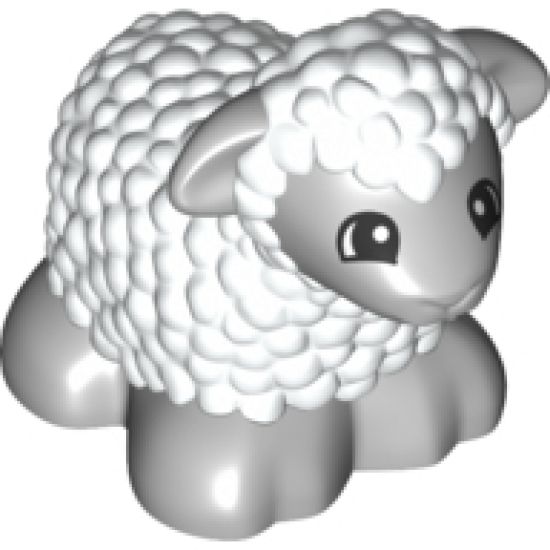 Duplo, Animal Sheep, Lamb Baby with Light Bluish Gray Legs and Head Pattern