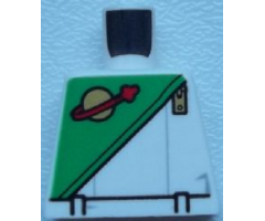 Torso Space Futuron Green Pattern, Gold Zipper and Classic Logo, White Belt