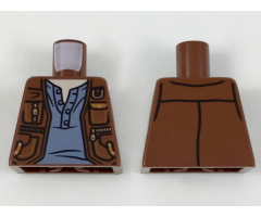 Torso Vest with Pockets and Gold Clasps and Zippers over Sand Blue Shirt Pattern