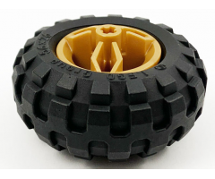 Wheel & Tire Assembly 30.4mm D. x 20mm with Center Axle Holes Motorcycle and Black Tire 56 x 26 Balloon (66155 / 55976)