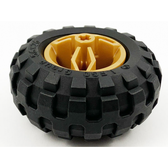 Wheel & Tire Assembly 30.4mm D. x 20mm with Center Axle Holes Motorcycle and Black Tire 56 x 26 Balloon (66155 / 55976)