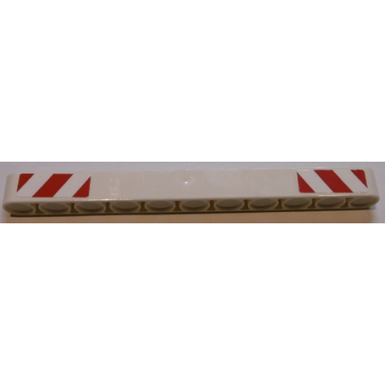 Technic, Liftarm 1 x 11 Thick with Red and White Danger Stripes Pattern on Both Ends (Stickers) - Set 42055