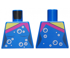 Torso Female Top, Magenta Trim, Silver Bubbles Pattern