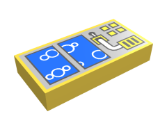 Tile 1 x 2 with Blue Boxes and Bubbles Pattern