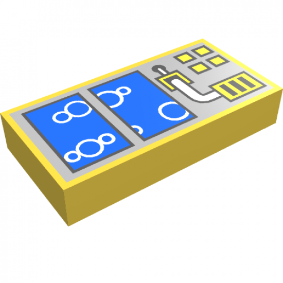 Tile 1 x 2 with Blue Boxes and Bubbles Pattern