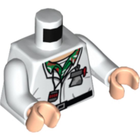Torso Devo Suit with Stopwatch and Notebook Front and Radiation Symbol Back Pattern (Doc Brown) / White Arms / Light Nougat Hands