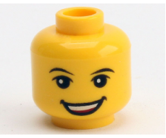 Minifigure, Head Black Eyebrows, White Pupils, Open Smile Pattern (LEGO Club Max) - Hollow Stud