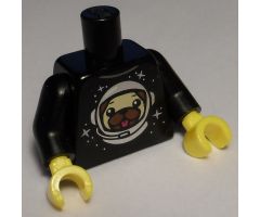 Torso Shirt with Dog French Bulldog Head and Space Helmet Pattern (BAM) / Black Arms / Yellow Hands