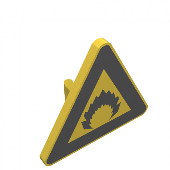 Road Sign 2 x 2 Triangle with Clip with Black Flame Pattern
