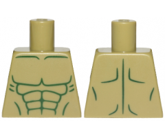 Torso Bare Chest with Dark Green Muscles Outline Pattern (Hulk)