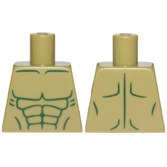 Torso Bare Chest with Dark Green Muscles Outline Pattern (Hulk)