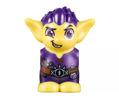 Body / Head Goblin with Pointed Ears and Dark Purple Spiked Hair and Tunic with Utility Belt with Goblin Eye Buckle, Slingshot and Flask Pattern