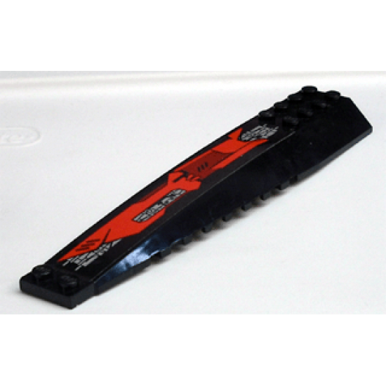 Wedge 16 x 4 Triple Curved with Red, Dark Red and Silver Circuitry Long Pattern Model Right Side (Sticker) - Set 7721