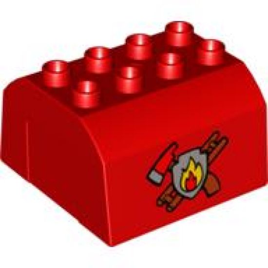 Duplo, Train Cab Upper Section with Axe, Ladder and Fire Pattern