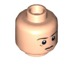 Minifigure, Head Dual Sided LotR Frodo Brown Eyebrows Tired / Poisoned, Wide Gray Eyes Pattern - Hollow Stud