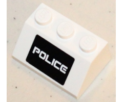 Slope 45 2 x 3 with White 'POLICE' on Black Background Pattern (Sticker) - Set 5985