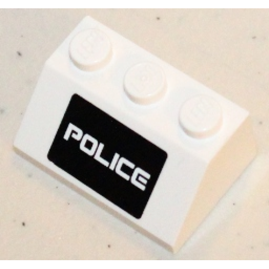 Slope 45 2 x 3 with White 'POLICE' on Black Background Pattern (Sticker) - Set 5985