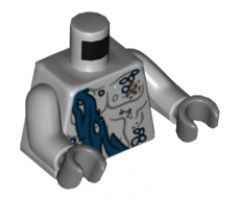 Torso PotC Bare Chest with Marine Growth, Sash and Lobster on Back Pattern / Light Bluish Gray Arms / Dark Bluish Gray Hands
