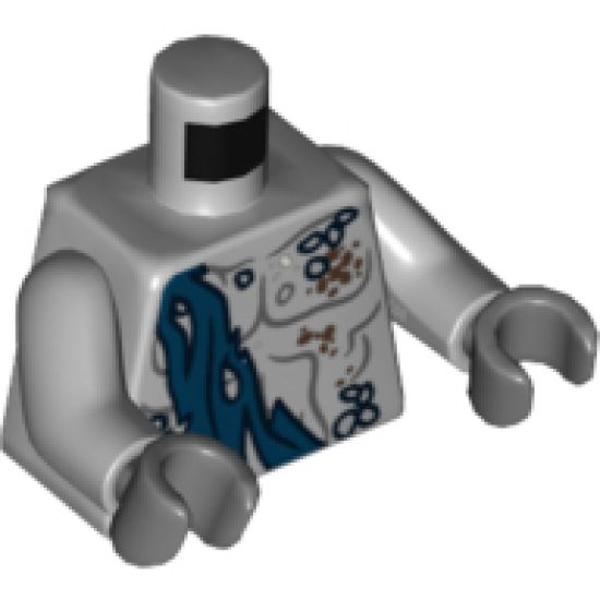 Torso PotC Bare Chest with Marine Growth, Sash and Lobster on Back Pattern / Light Bluish Gray Arms / Dark Bluish Gray Hands