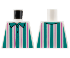 Torso Shirt with Dark Turquoise and Dark Pink Vertical Stripes Pattern