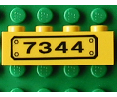 Brick 1 x 4 with Black '7344' Pattern (Sticker) - Set 7344