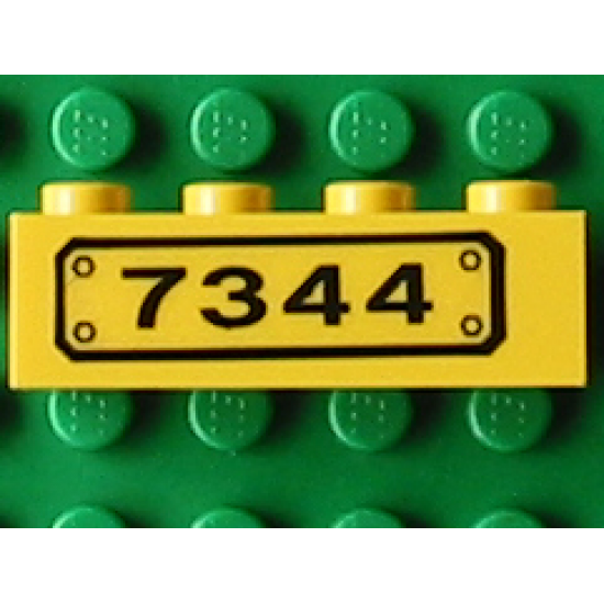 Brick 1 x 4 with Black '7344' Pattern (Sticker) - Set 7344