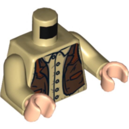 Torso Shirt with Buttons and Brown Western Style Vest Pattern / Tan Arms / Light Nougat Hands