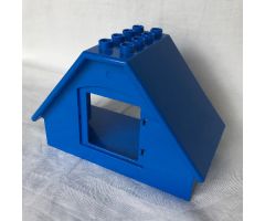 Duplo, Building Roof Sloped 4 x 8 x 5 with Window Opening and Leaves and Black Stripes Pattern