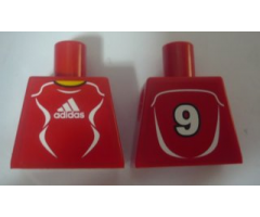 Torso Soccer Adidas Logo, Red and White No.9 Pattern (Stickers)