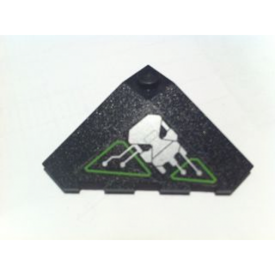 Wedge 4 x 4 (Slope 18 Corner) with Silver and Lime Circuitry and Skull Pattern (Sticker) - Set 7713