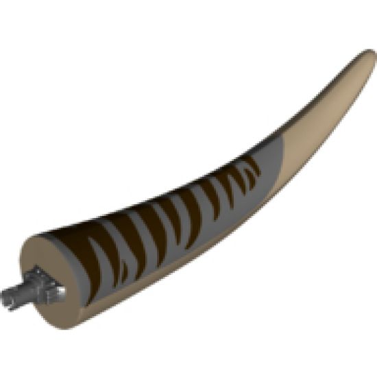 Animal, Body Part Dinosaur Tail Tyrannosaurus rex with Pin, Dark Bluish Gray Top with Dark Brown Stripes Pattern