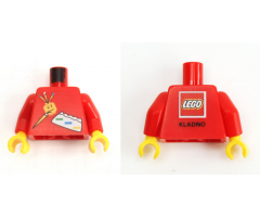 Torso Kladno 2013 Paint Brushes, Minifigure Head, LEGO Logo KLADNO Back Pattern / Red Arms / Yellow Hands