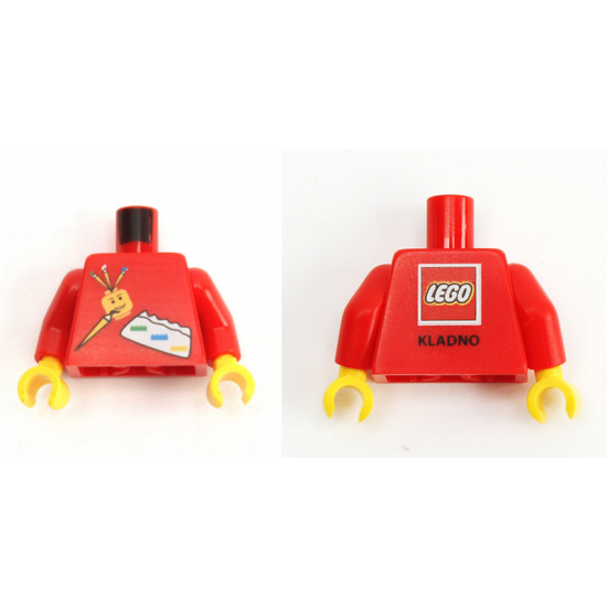 Torso Kladno 2013 Paint Brushes, Minifigure Head, LEGO Logo KLADNO Back Pattern / Red Arms / Yellow Hands