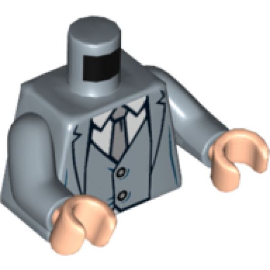 Torso Batman Suit with Vest, Gray Tie Pattern / Sand Blue Arms / Light Nougat Hands