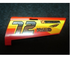 Technic, Panel Fairing #20 Large Long, Small Hole, Side A with Chrome '72' and Racing Logos on Orange and Yellow Pattern '72' (Sticker) - Set 8146