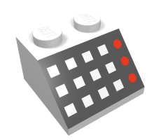 Slope 45 2 x 2 with 12 Buttons, 3 Red Lamps, Black Panel Pattern
