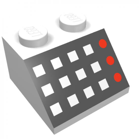 Slope 45 2 x 2 with 12 Buttons, 3 Red Lamps, Black Panel Pattern
