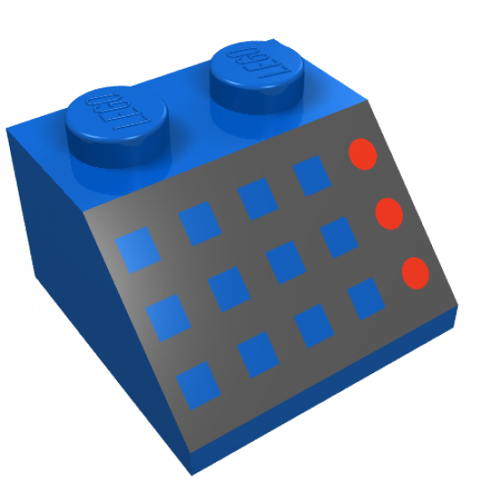 Slope 45 2 x 2 with 12 Buttons, 3 Red Lamps, Black Panel Pattern